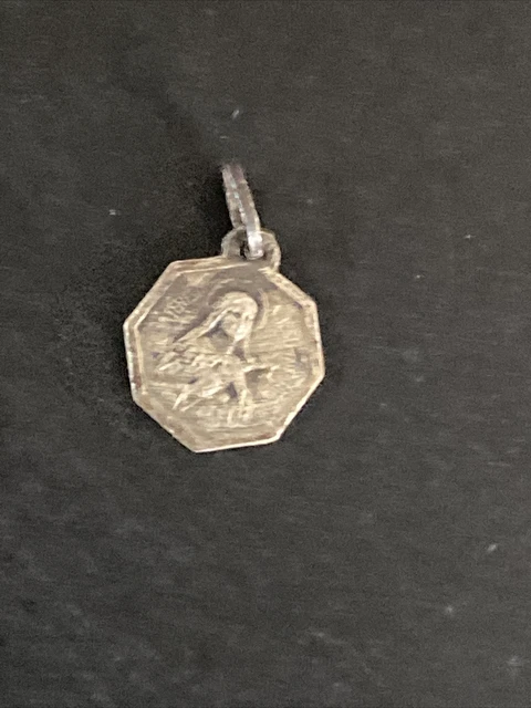 Ancien Pendentif Vierge Et Jésus En Argent Massif 925 - Médaille Religieuse Vintage
