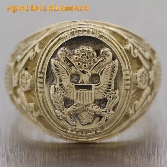 Anillo Aggie militar del ejército de EE. UU. para hombre de plata chapada...