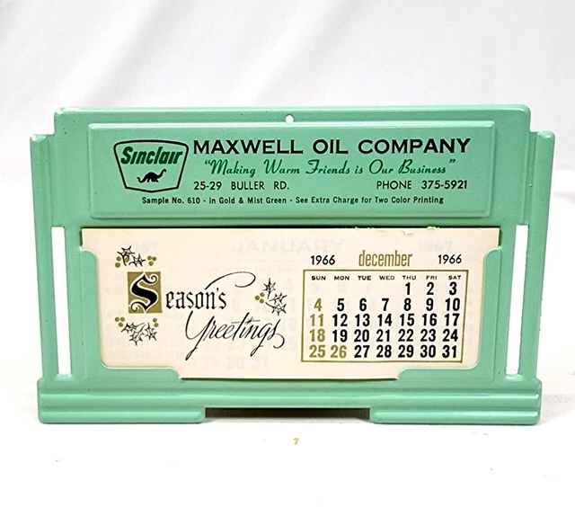 NOS Vintage Sinclair Service Station 1966 Calendar Gas Oil Sign Salesman Sample