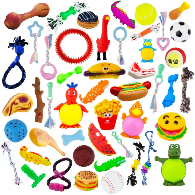 QUALITY Assorted Dog Puppy Pet Toy Rope Chew Squeaky Fetch Ball Training Play