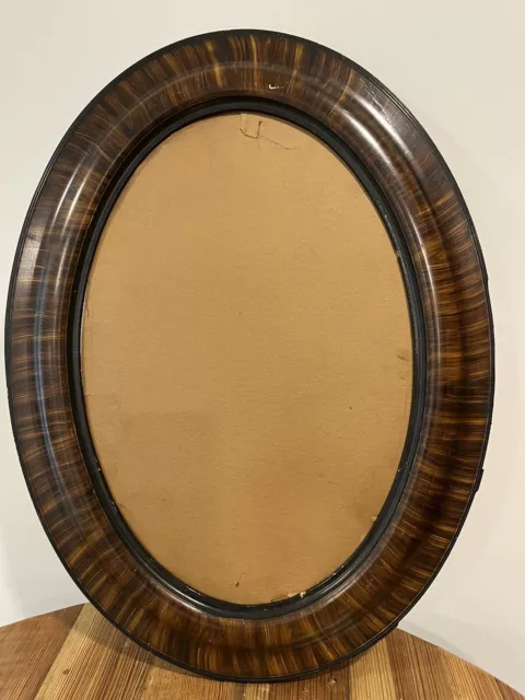 Antique Vtg Tiger Striped  Oval Wood Picture Frame 19x25 13x19