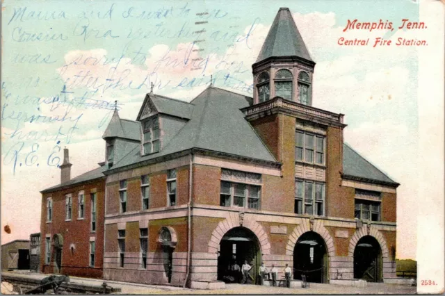 Memphis Tennessee~Central Fire Station~Firemen About the Doors~Chairs~1907 PCK