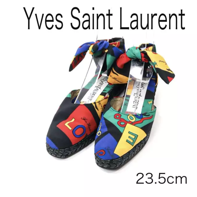YSL YVES SAINT Laurent Love Logo Flat Slides Shoes Multicolor Women's ...