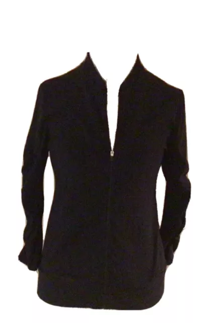 LUCY ACTIVEWEAR XS BLACK Top Jacket Full Zip Mock Neck Side Pockets EUC