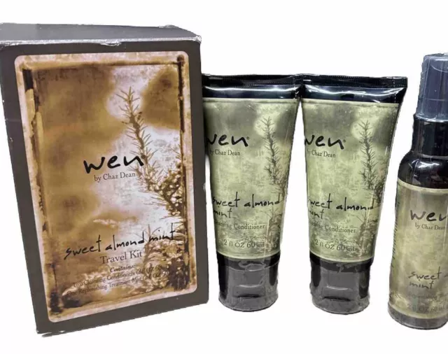 Wen by Chaz Sweet Almond Mint 3 pc.Travel Kit -New In Box Cleansing Conditioner
