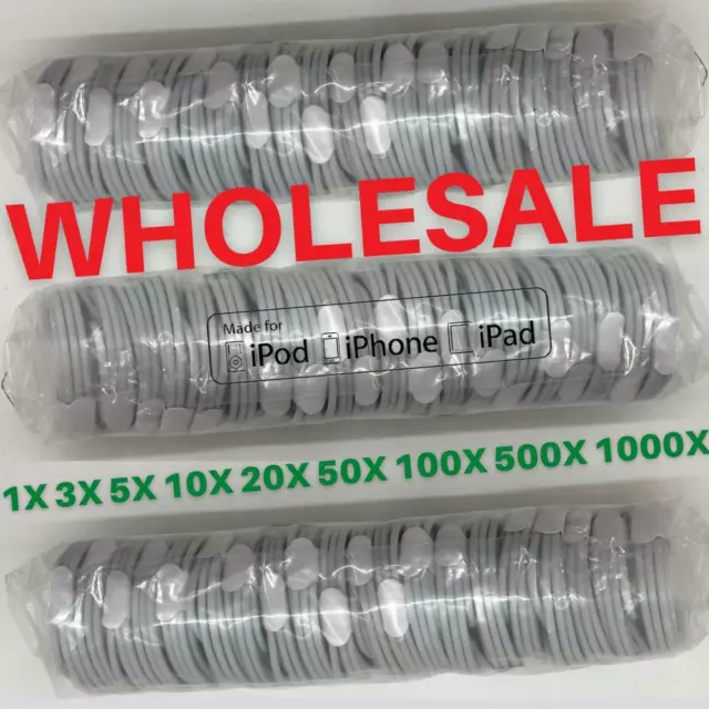 1000X Wholesale Lot USB Cable 3/6Ft For Apple iPhone 13 12 11 XR 8 Charger Cord