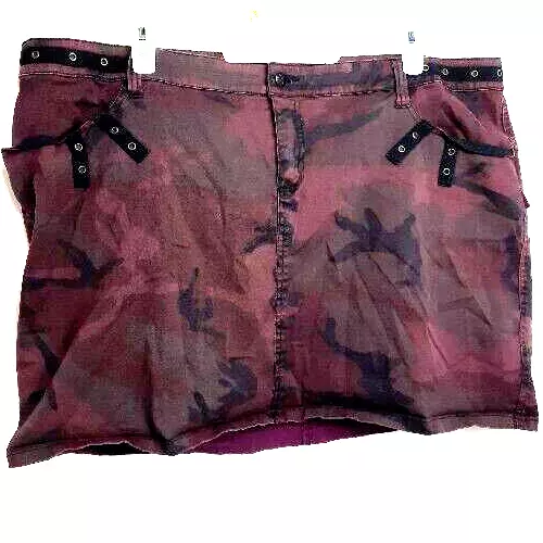 Vtg Tripp NYC Womens Purple Camo Mini Skirt Sz 26 Grunge Punk Y2K Goth Baddie