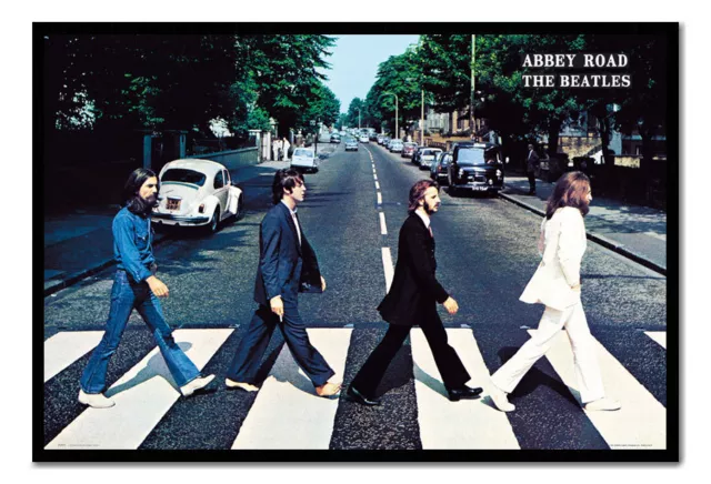 The Beatles Maxi Poster Abbey Road SCHWARZ gerahmt zum Aufhängen bereit | OFFIZIELL