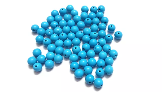 50 Pièces Naturel Turquoise Rond Lisse 8-8.5mm, Desseré Perles