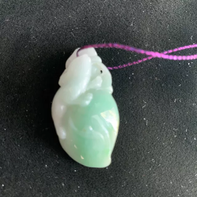 Old Chinese Export Carved Jade Stone Rabbit Pendant 9.50 Gr