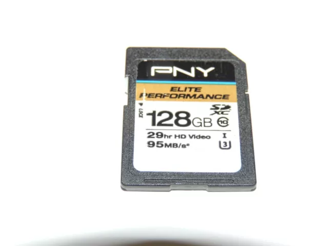 Genuine PNY Elite Performance 128GB 95 mb/s I 3 SDXC Memory Card - Class 10