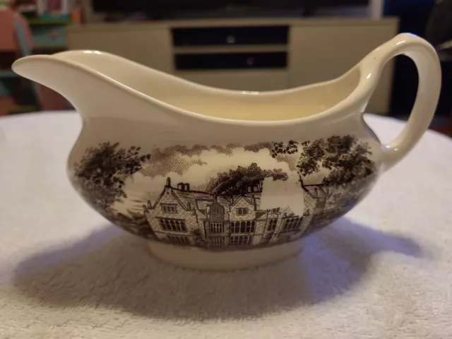 English Ironstone Tableware Limited Staffordshire England Farm Scene Gravy Boat