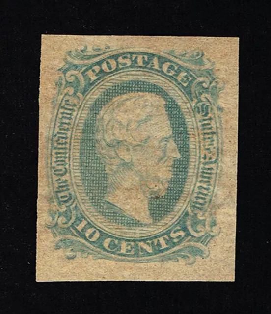 GENUINE CONFEDERATE CSA SCOTT #11c USED GREENISH BLUE DIE-A ARCHER DALY PRINTING