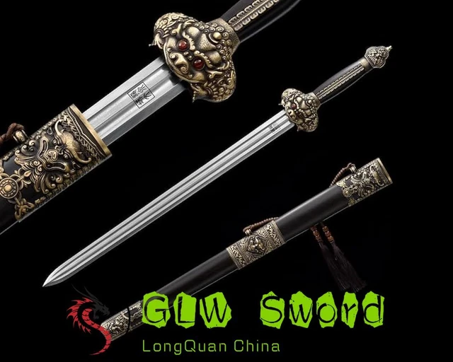 Real Sword Handmade Black Ebony Chinese Sword Damascus Steel Razor Sharp Blade