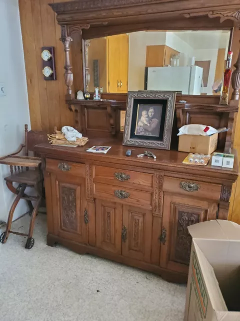 ANTIQUE OAK Buffet 1800’s or early 1900’s  Hand Carved