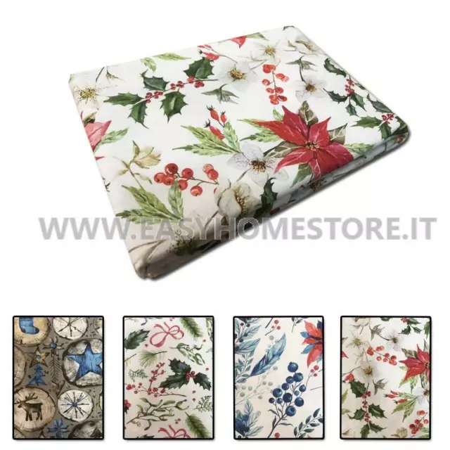 Tovaglia Natale puro cotone made in italy x12 posti idea regalo Cassera