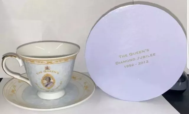 Tea Cup and Saucer Set Royal Queens diamond Jubilee Porcelain Premium Gift