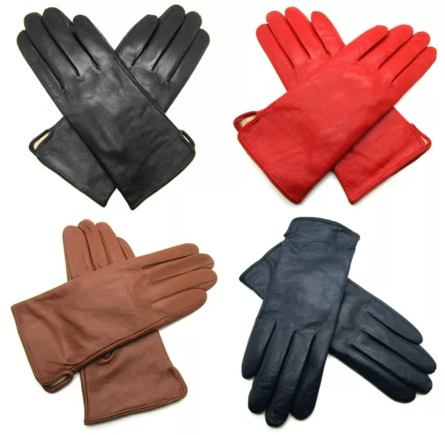 Ladies Super Soft Premium Quality Real Leather Classic Gloves Winter Fully Lined