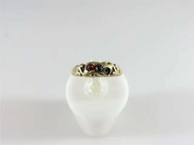 Victorian Childs Ring Size 2 Featuring 2 Garnet Stones Missing One Stone