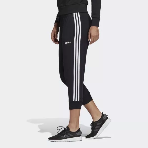 ADIDAS pantaloni 3/4 neri donna con bande laterali TG M nuovi