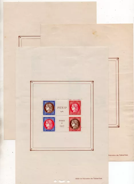 1937 France Pexip Mnh Souvenir Sheets Lot $1500.00 No Reserve , Great Rarity