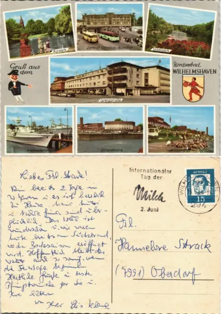 Wilhelmshaven Mehrbild-AK mit ZOB, Grenzstrasse, Strandhalle uvm. 1964