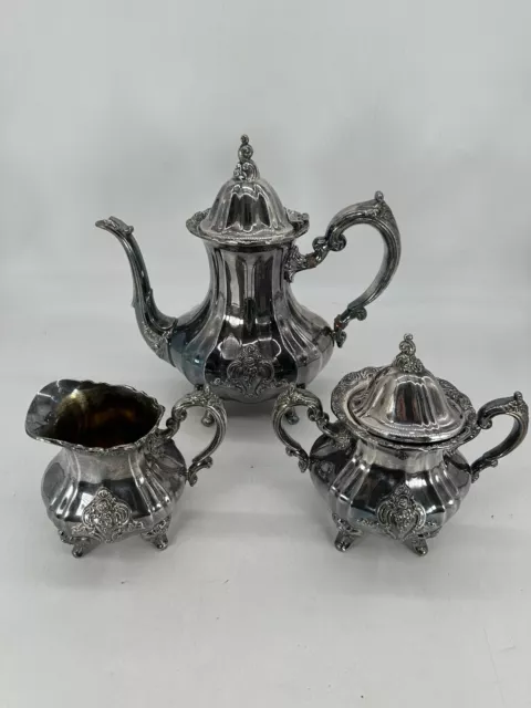 Vintage Poole Company EPCA Silver Plate Tea Pot Creamer And Sugar Set Lot