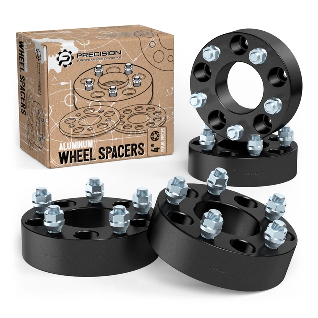 4pc 1.5" Black 5x139.7 Wheel Spacers - Jeep CJ Renegade, Ford Bronco, Ram 1500