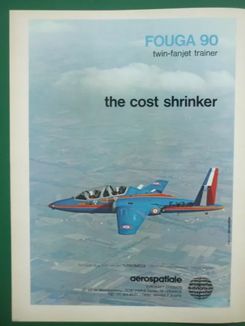 1979 Pub Aerospatiale Avion Fouga 90 Twin Fanjet Trainer Turbomeca Astafan Ad