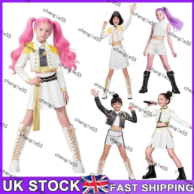 Costume K-Pop Demon Hunters Pour Fille - Ensemble 3 Pièces (veste, Crop Top, Jupe) Pour Scène, Halloween, Cosplay