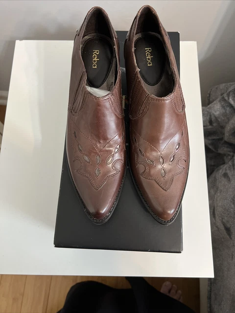 Reba Brown Leather Ankle Boots , Size 8.5, New