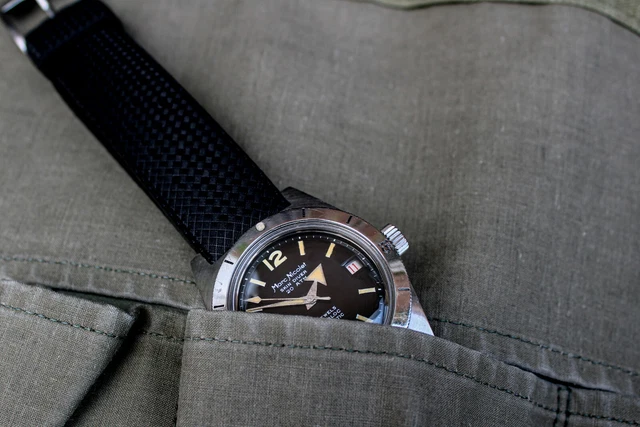 Montre Plongeuse Automatique Marc Nicolet Skin Diver - Mécanique, Cadran Noir, Occasion Super état