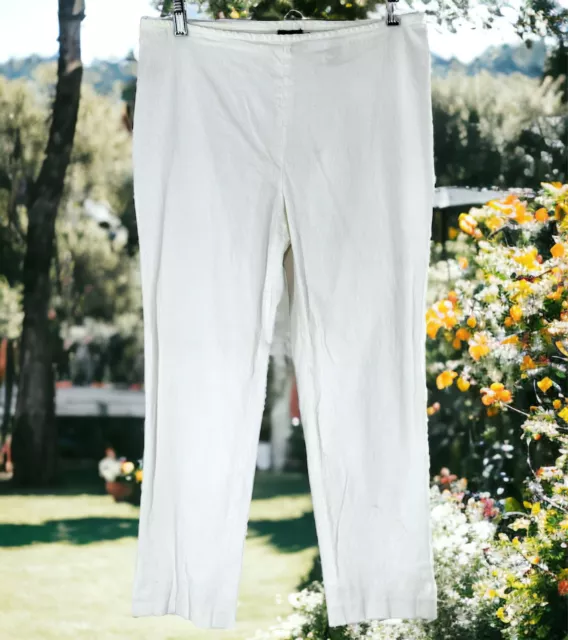 Moncler White Textured Stretch Cotton Tapered Ankle Pants Size 46