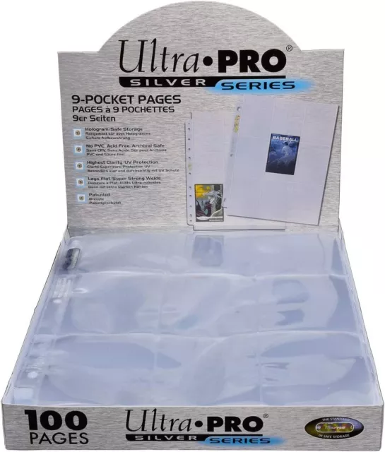 Ultra Pro - 9 Pocket Trading Card Pages - Silver Series 100 Pages - Free Uk P&P