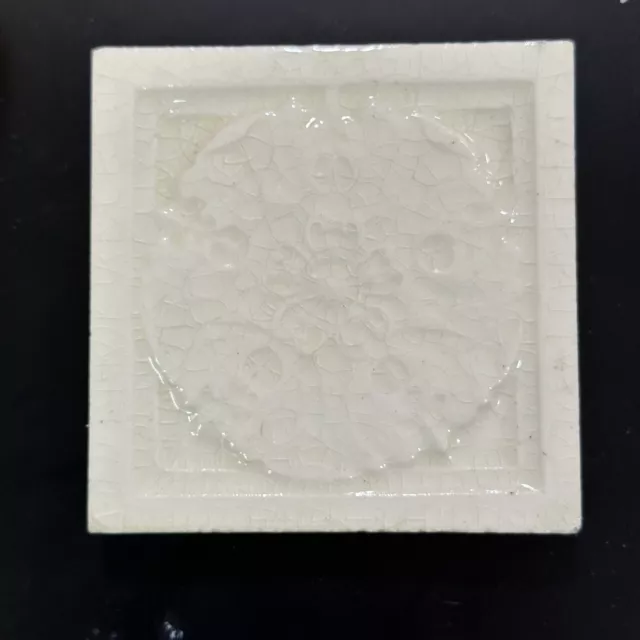 (1) Antique Victorian Decorative Robertson Design Tile 3x3 Floral -1915