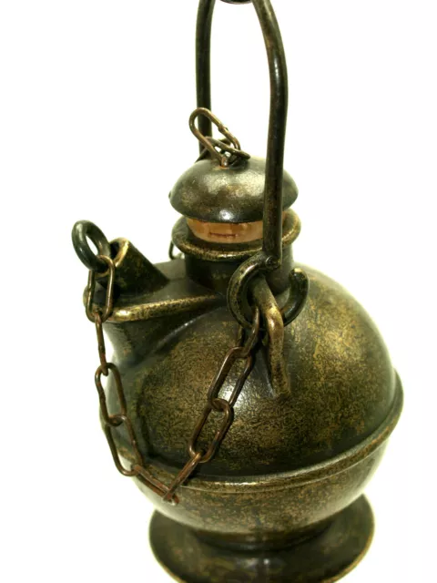 Antike Grubenlampe-Bergbaulampe Frosch Öl Petrolium Bergmann/Steigerlampe Bronze 3