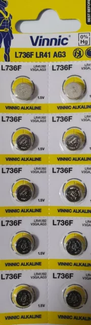 1 x Vinnic LR41 battery L736F AG3 Alkaline Button cells 192 V3G 1.5V 