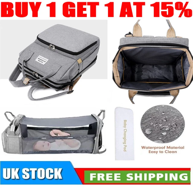 Multi-Function Baby Diaper Backpack Folding Bed Nappy Mummy Changing Bag UK