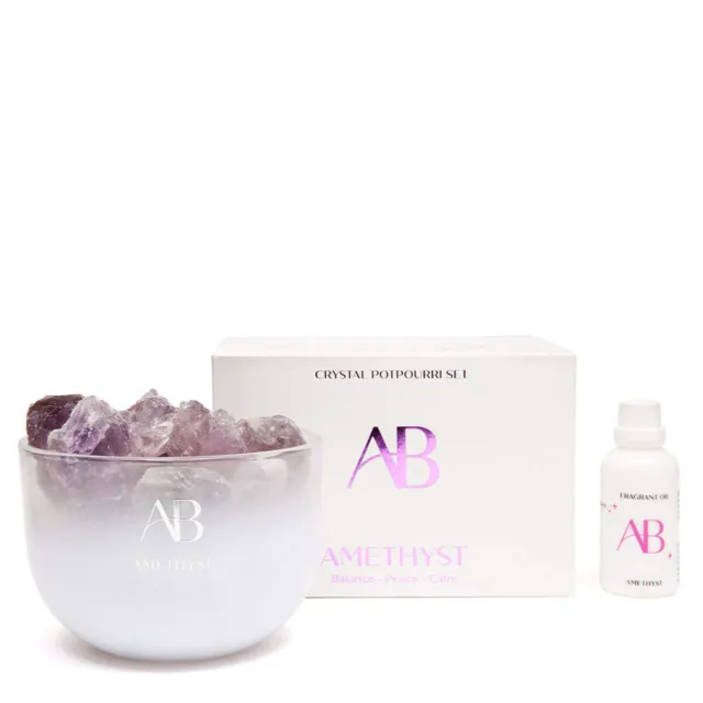 3pc Aromabotanical Crystal 50ml Potpourri & Oil Scented Fragrance Set Amethyst
