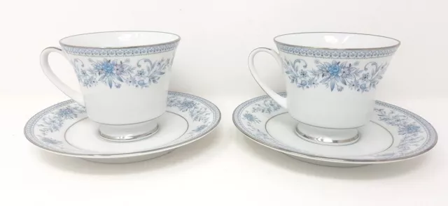 Noritake Blue Hill 2 x Tea Cup & Saucer Very Good Condition