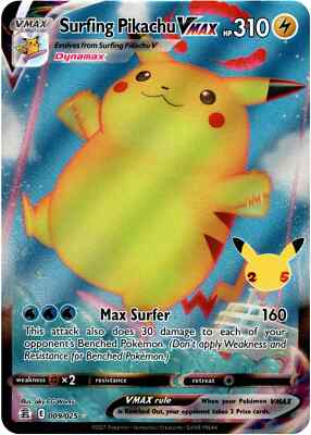 SURFING PIKACHU VMAX 009/025 Full Art Celebrations 25th Pokemon Cards