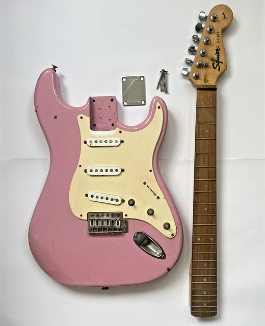 SQUIER STRAT BY Fender Electric Guitar Pink Project Rosewood Neck £41.