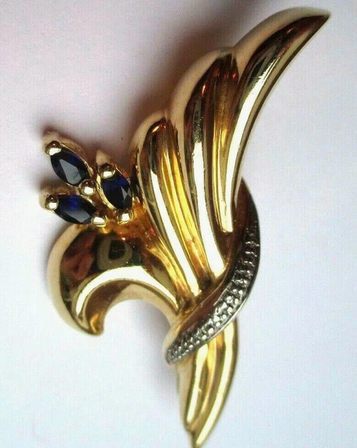 Broche Vintage Plaqué Or - Gerbe De Roseaux Années 60 - État Occasion Porté