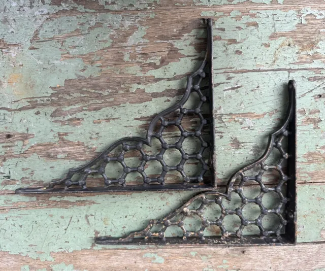 Two (2) Cast Iron Style Ornate Brackets Shelf Corbels