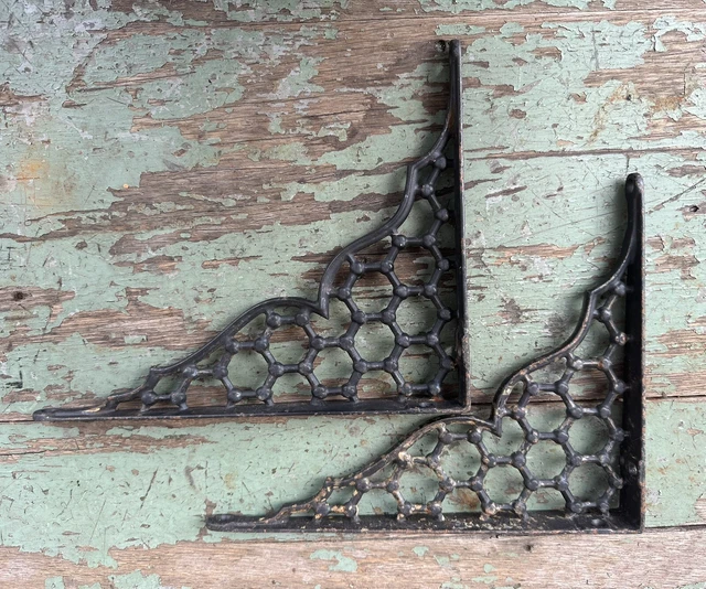 Two (2) Cast Iron Style Ornate Brackets Shelf Corbels