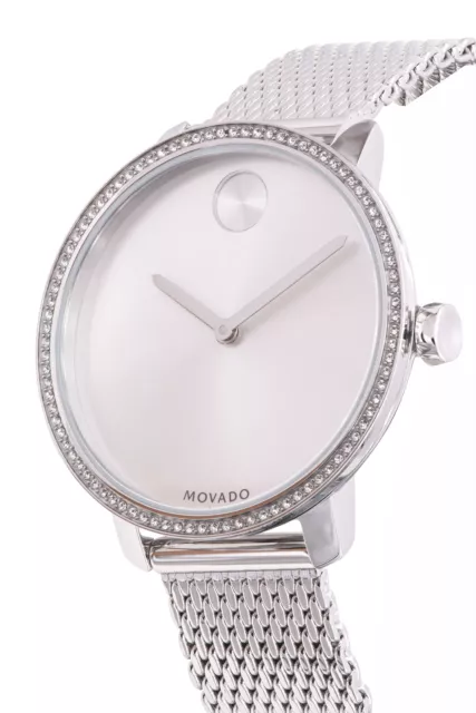 Movado Bold Crystal Stainless Steel Mesh Ladies Watch 3600655