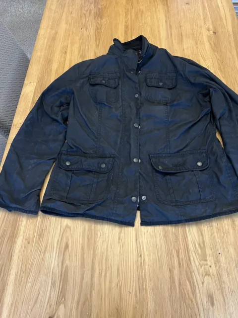 Barbour Ladies utility jacket size 16 wax cotton Black