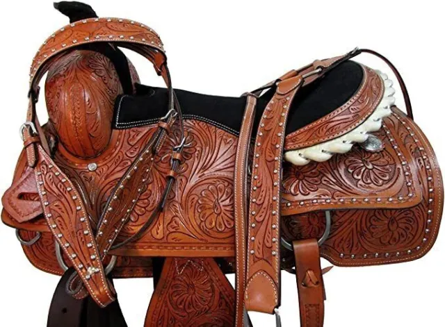 Westernsattel Pferd Roping Roper Ranch Handgefertigtes Leder mit Werkzeugen