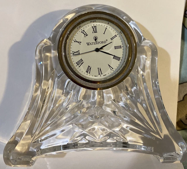 WATERFORD CRYSTAL SMALL Abbey Clock Desk Side Table New Battery Works