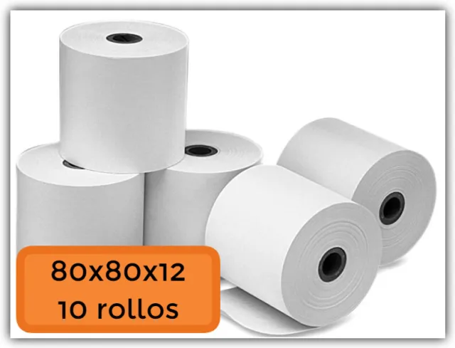 10 Rollos Papel Térmico 80x80 para tickets impresora de recibos termico